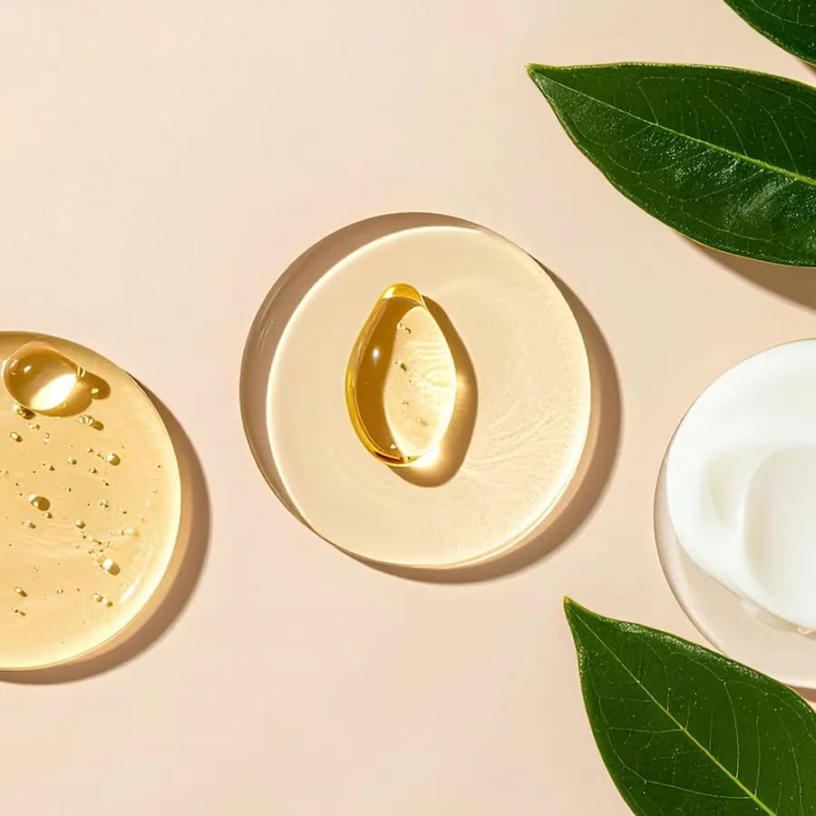 Produk skincare di atas latar terang